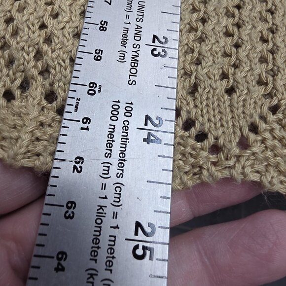 Definitely Sweater Womens Large Beige Tie Front Crochet Knit Cardigan Made USA - Picture 8 of 8